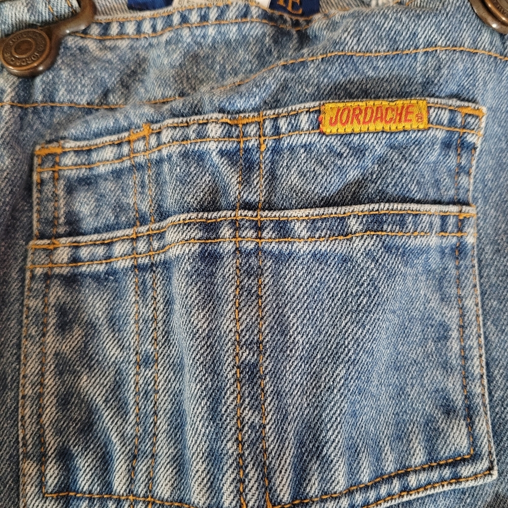 Vtg EUC Jordache Small Denim Blue Women's Overalls Logo - Picture 6 of 8